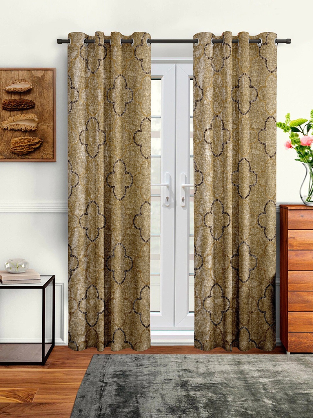 

Cortina Brown Set of 2 Geometric Long Door Curtain