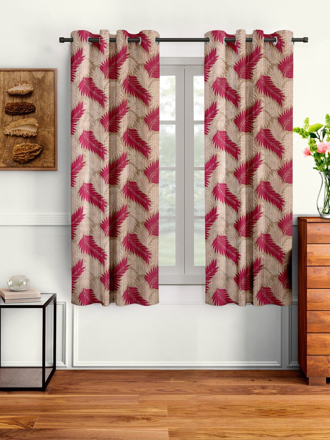 

Cortina Set of 2 Floral Printed Window Curtains, Pink