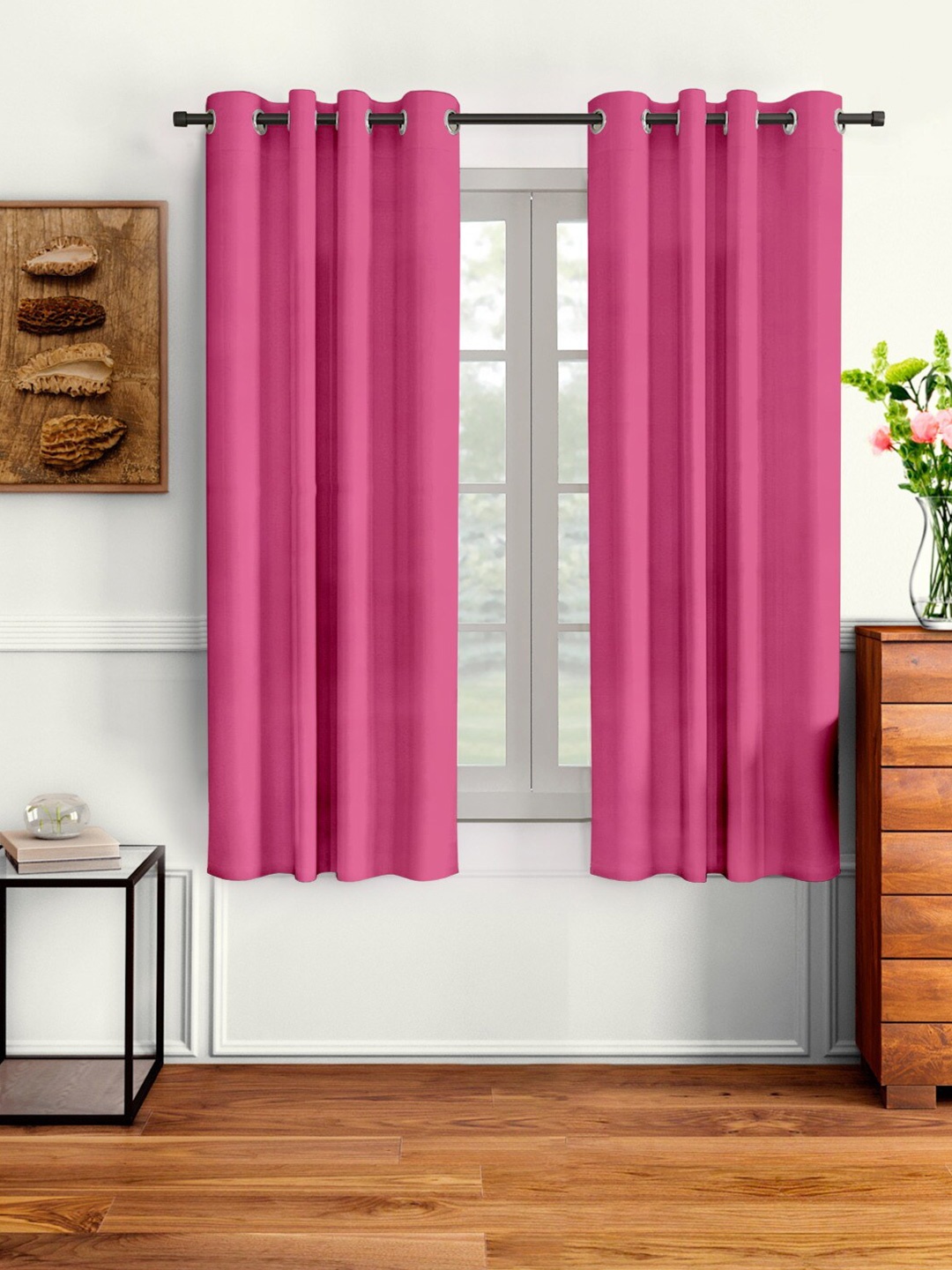 Cortina Pink Set of 2 Window Curtain