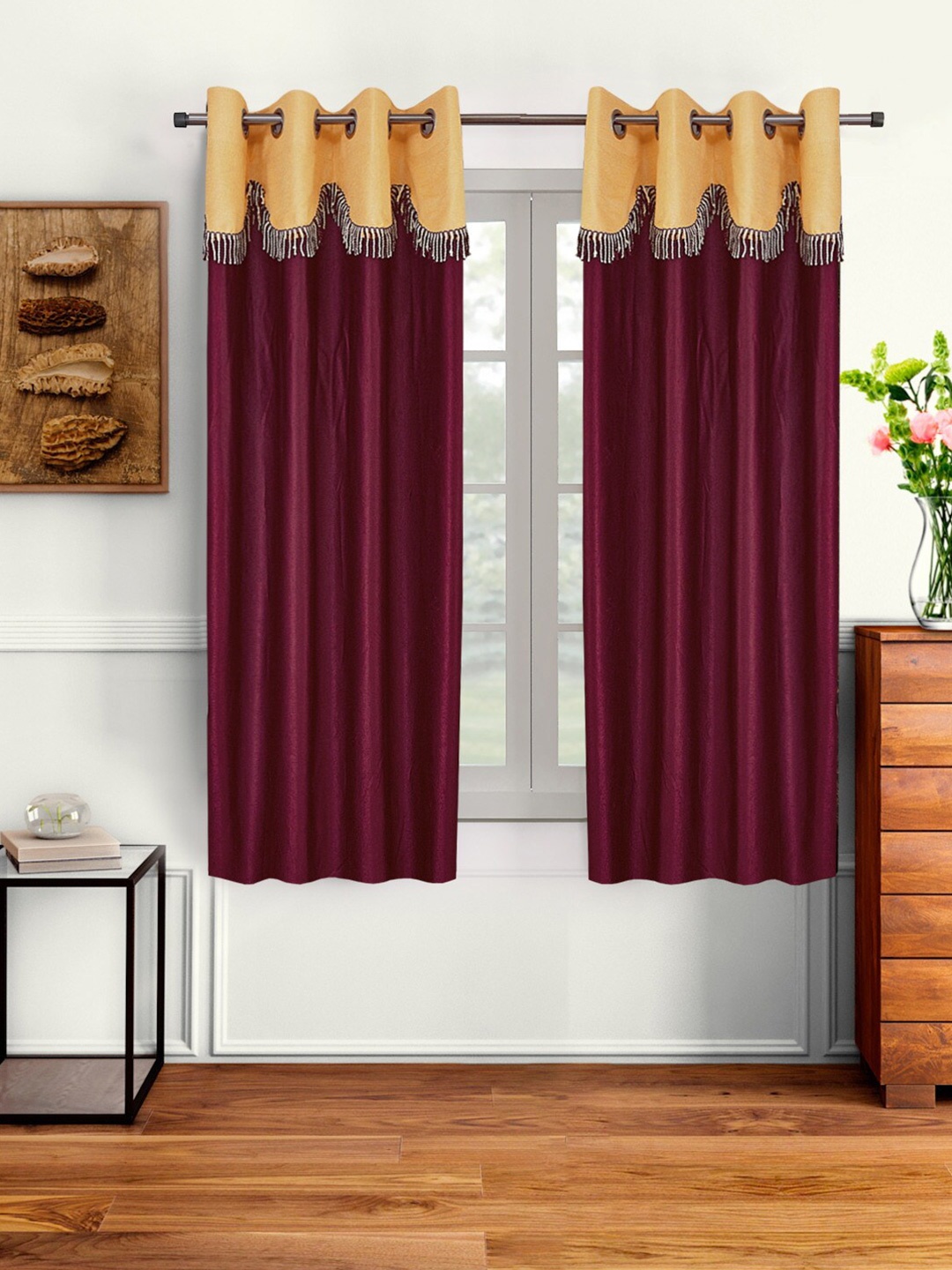 

Cortina Maroon Set of 2 Window Curtains