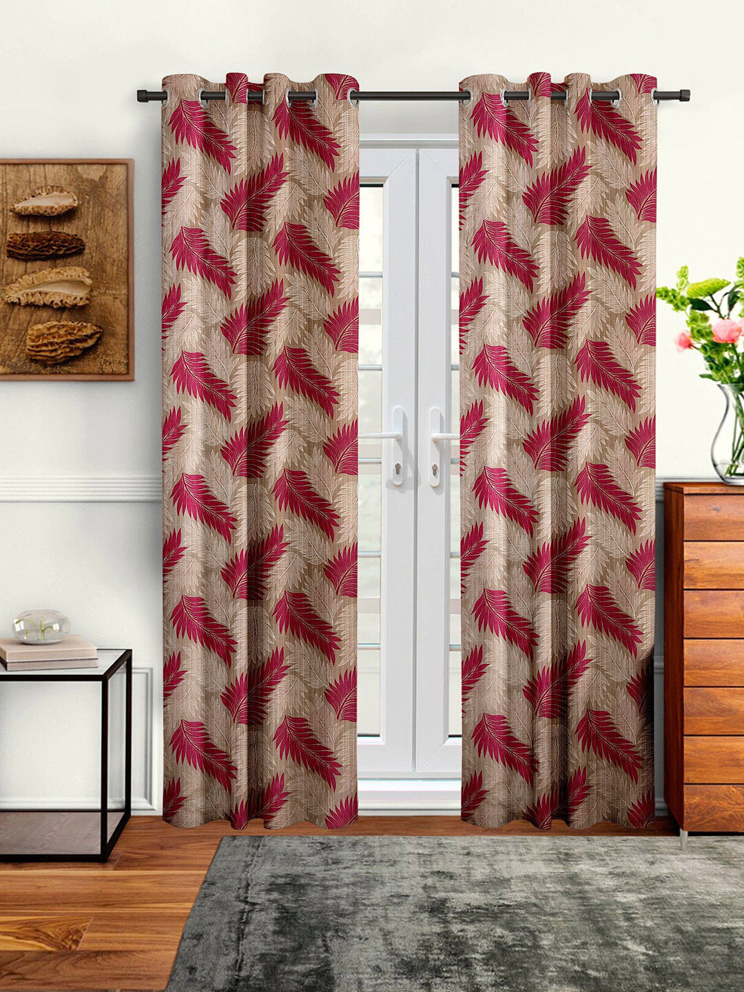 

Cortina Set of 2 Floral Printed Door Curtains, Pink