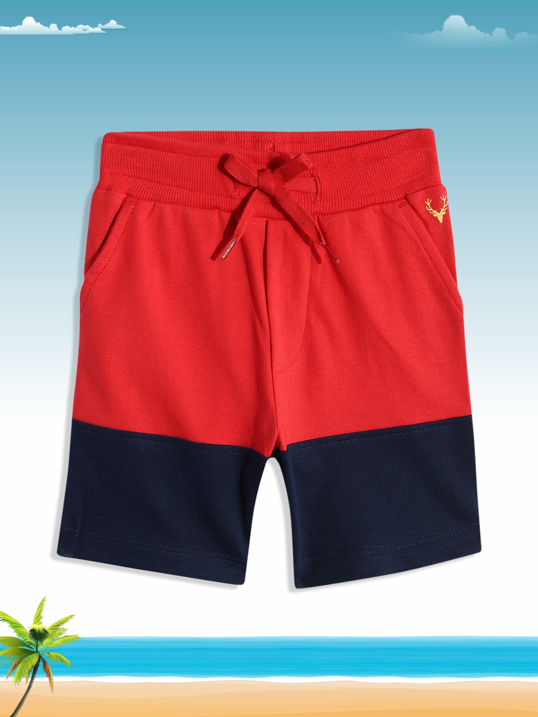 

Allen Solly Junior Boys Red & Navy Blue Colourblocked Pure Cotton Shorts