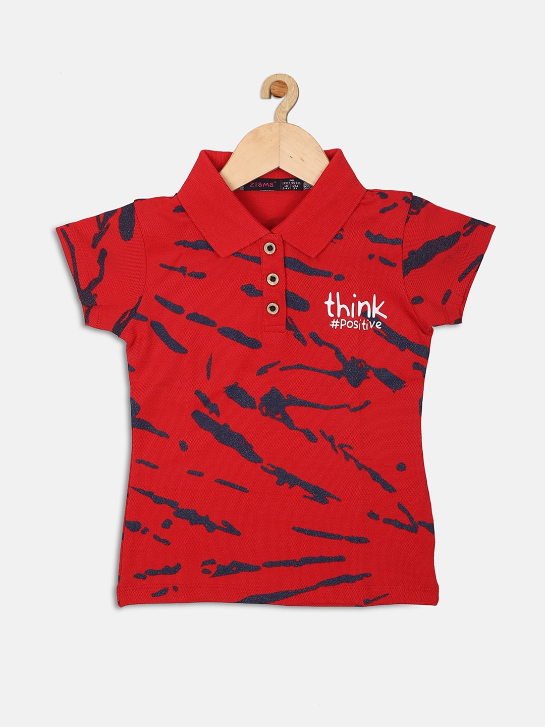 

Ziama Red Print Shirt Style Top