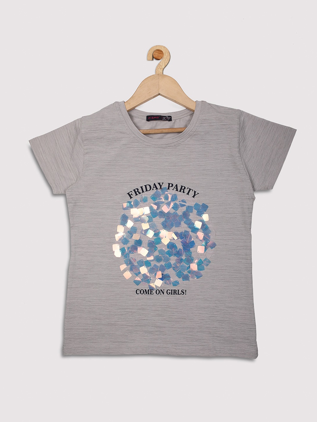 

Ziama Girls Grey Embellished T-Shirt