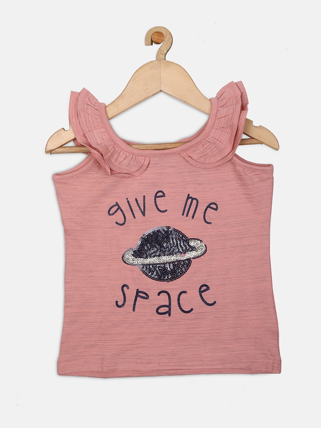 

Ziama Peach-Coloured Print Tank Top