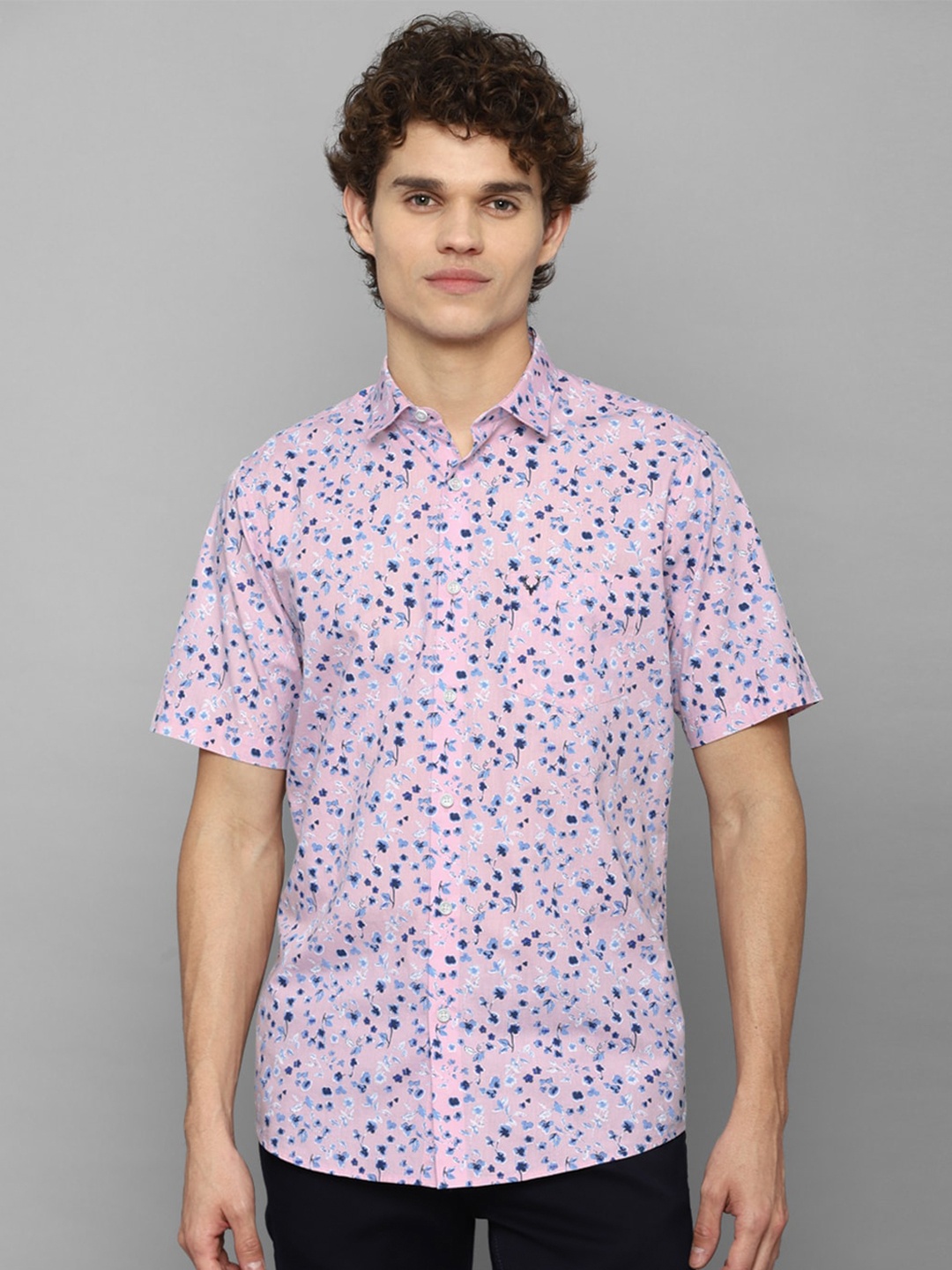 

Allen Solly Men Purple Slim Fit Floral Printed Pure Cotton Casual Shirt