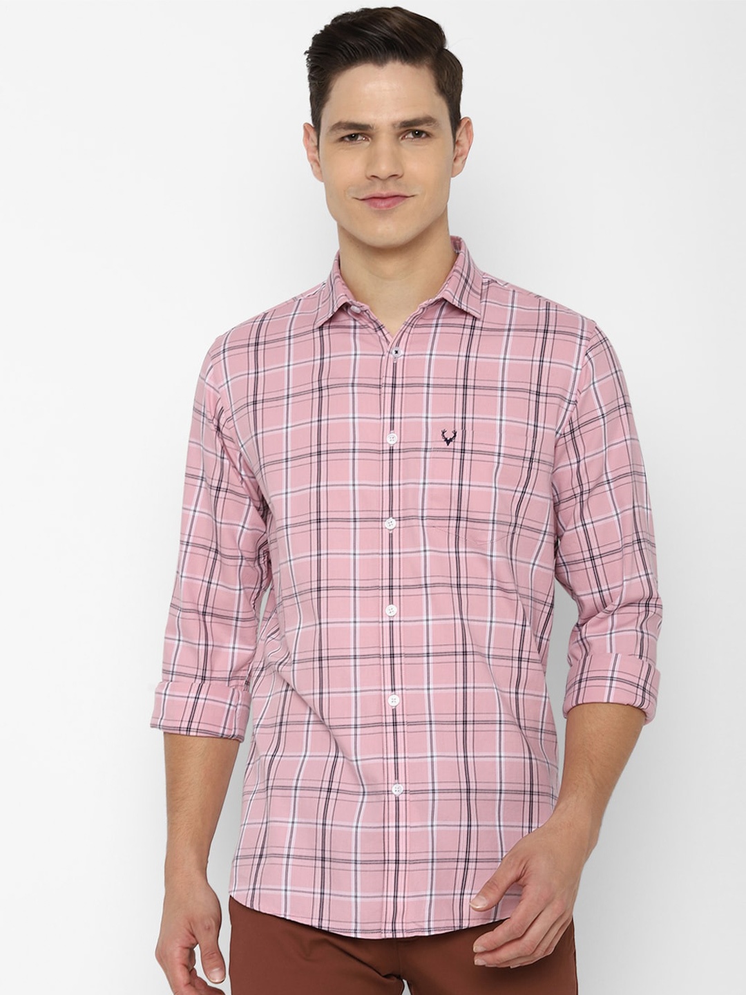 

Allen Solly Men Pink Slim Fit Checked Casual Shirt