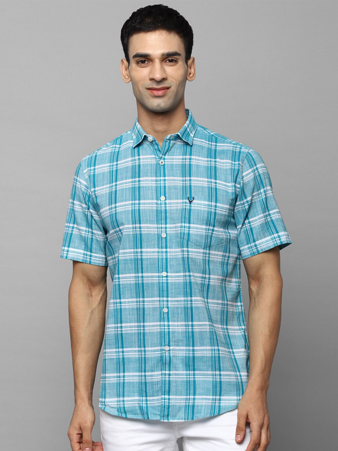 

Allen Solly Men Green Slim Fit Checked Casual Shirt