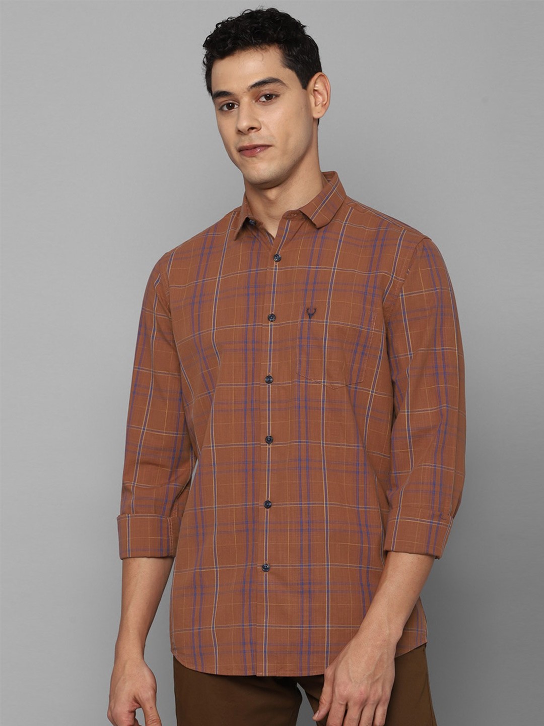 

Allen Solly Men Brown Slim Fit Tartan Checked Casual Shirt