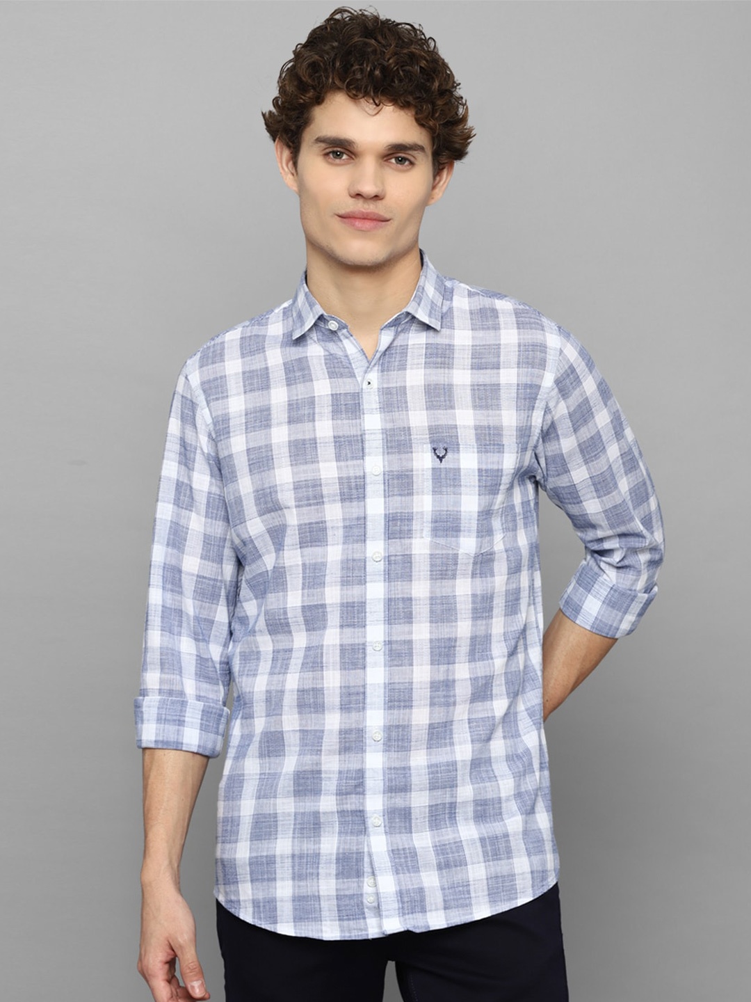 

Allen Solly Men Blue Slim Fit Tartan Checks Checked Casual Shirt