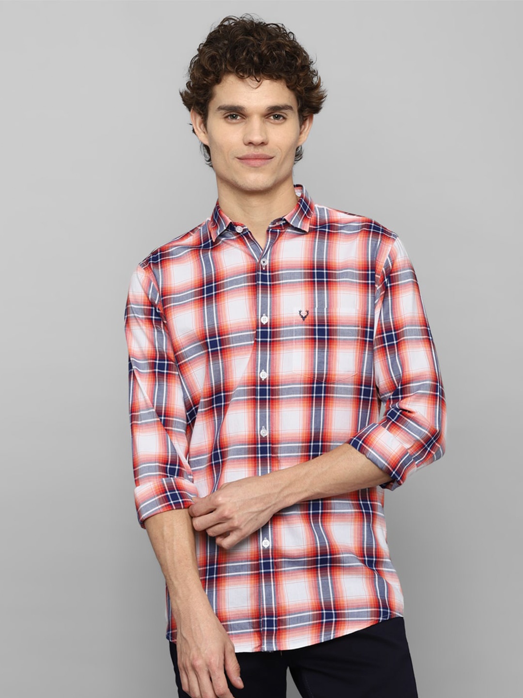 

Allen Solly Men Multicoloured Slim Fit Tartan Checks Checked Pure Cotton Casual Shirt, Multi