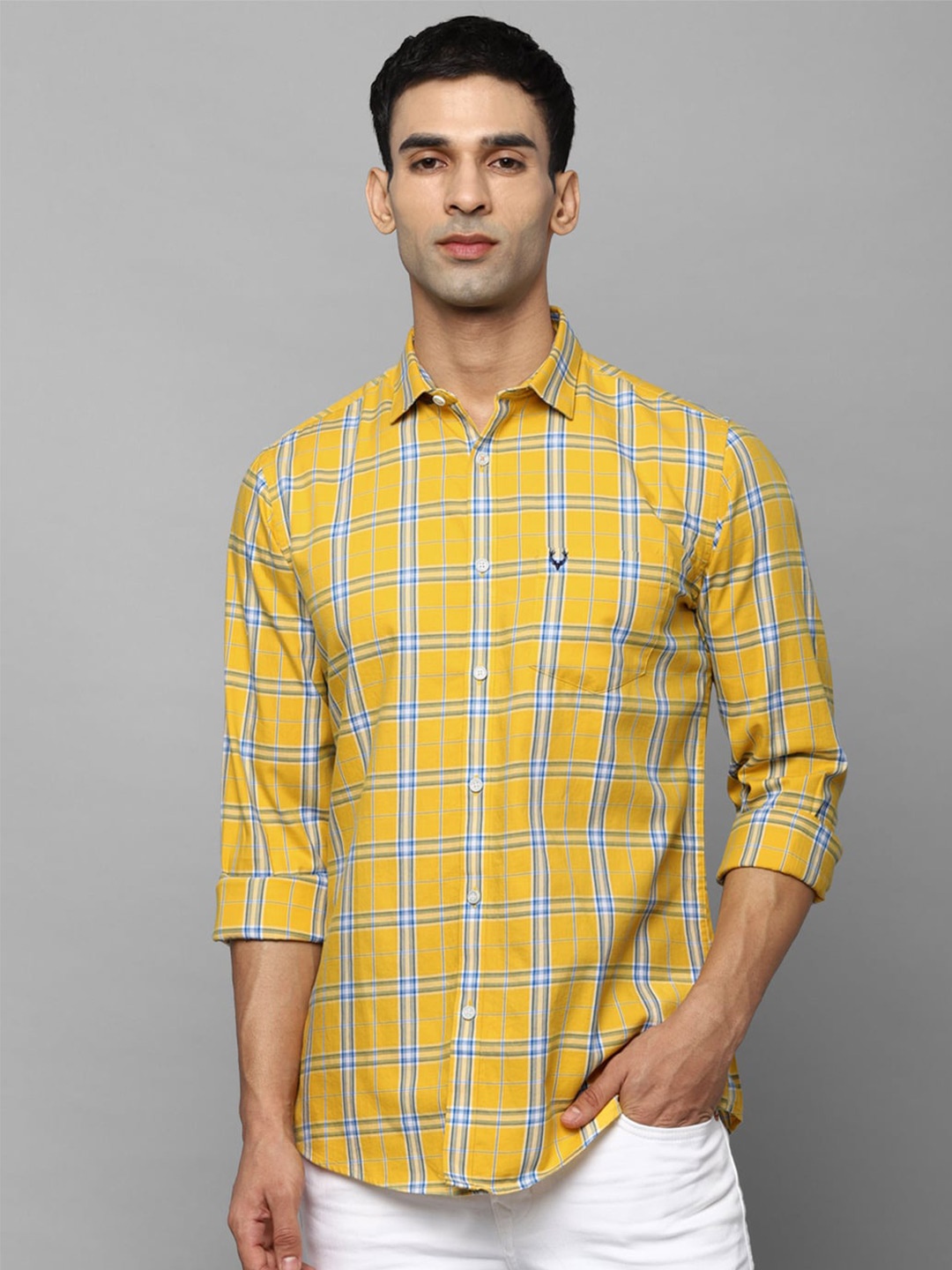 

Allen Solly Men Yellow Slim Fit Checked Casual Shirt