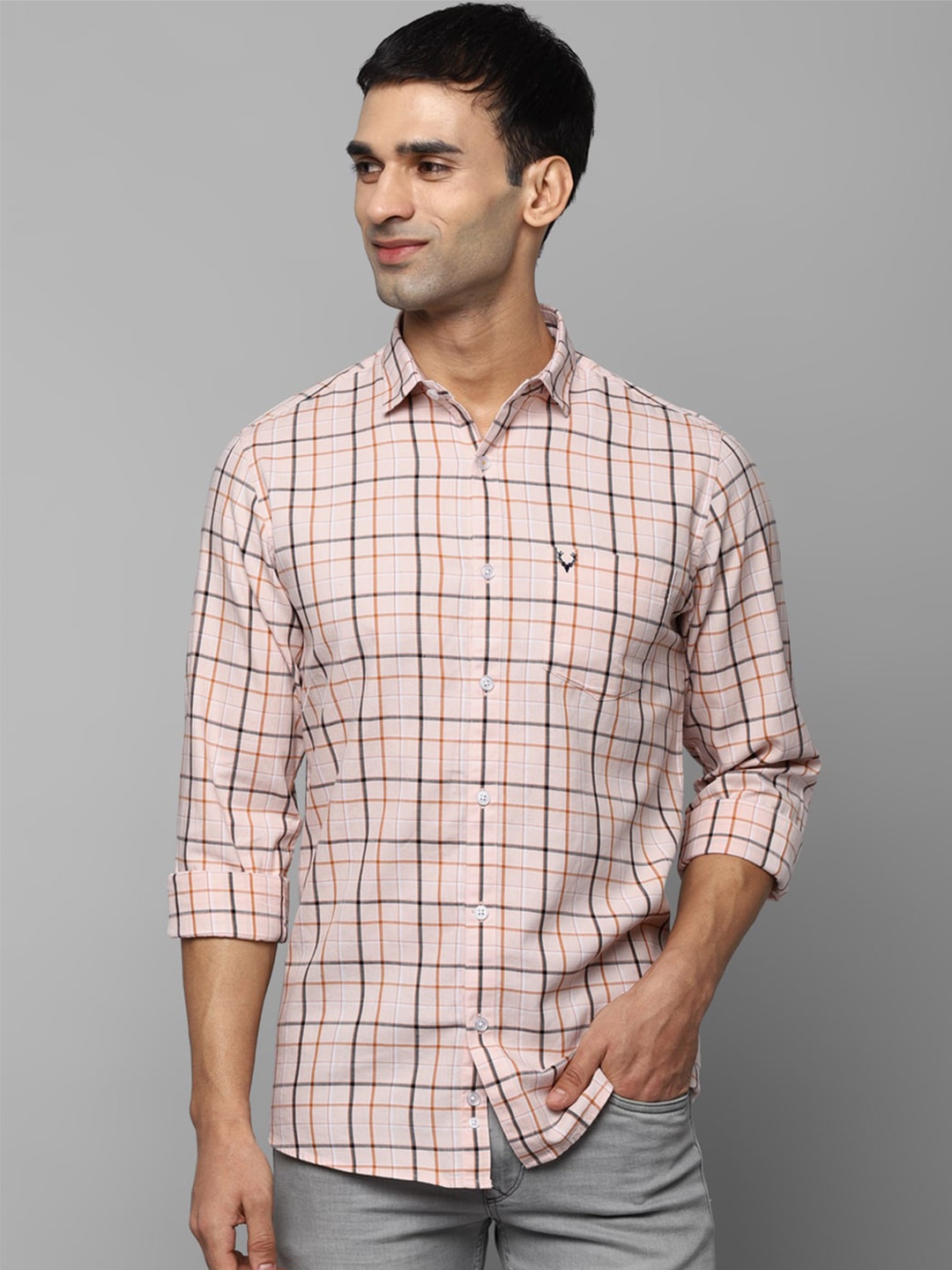 

Allen Solly Men Pink Slim Fit Checked Casual Shirt