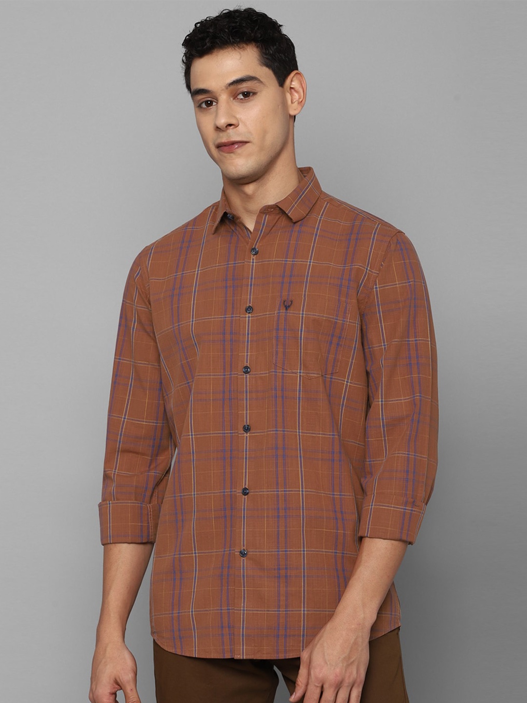 

Allen Solly Men Brown Slim Fit Checked Casual Shirt