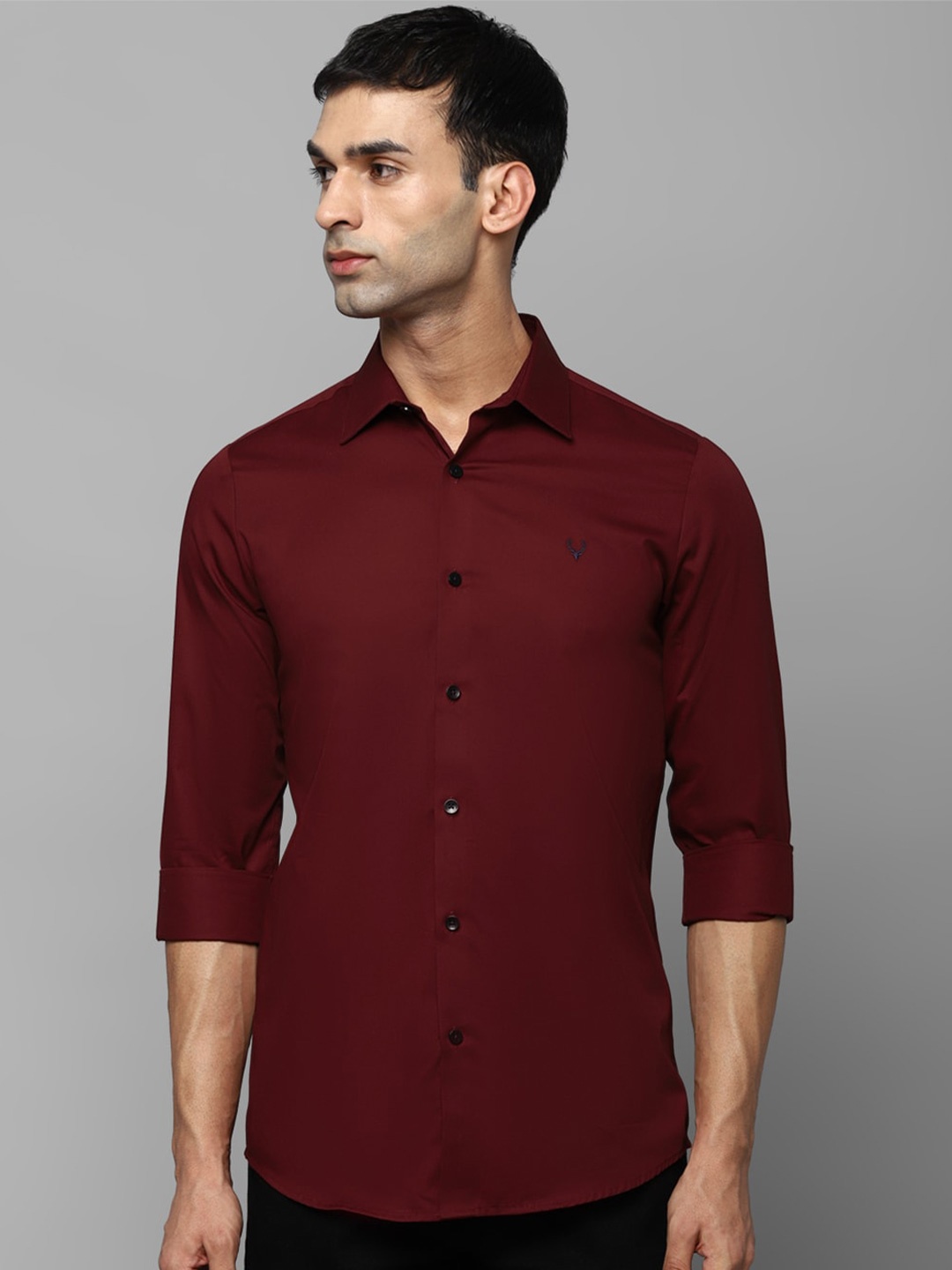 

Allen Solly Men Maroon Solid Slim Fit Casual Shirt