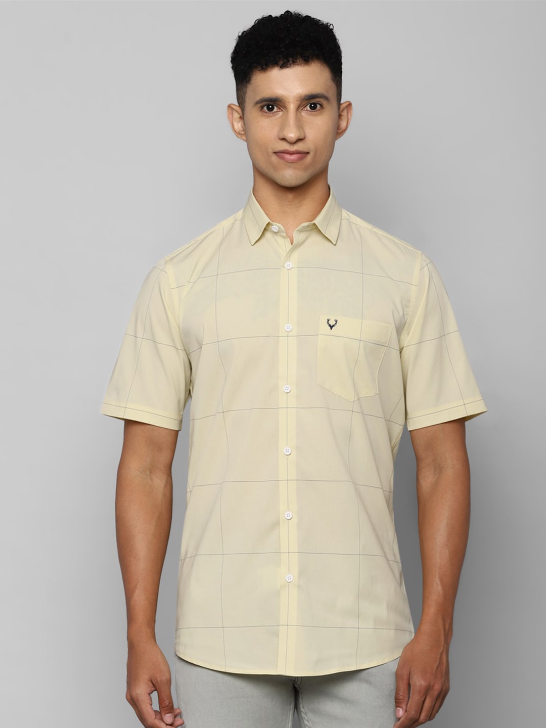 

Allen Solly Men Yellow Slim Fit Windowpane Checks Checked Casual Shirt