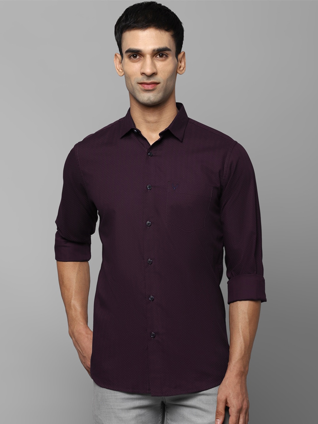 

Allen Solly Men Purple Slim Fit Printed Pure Cotton Casual Shirt