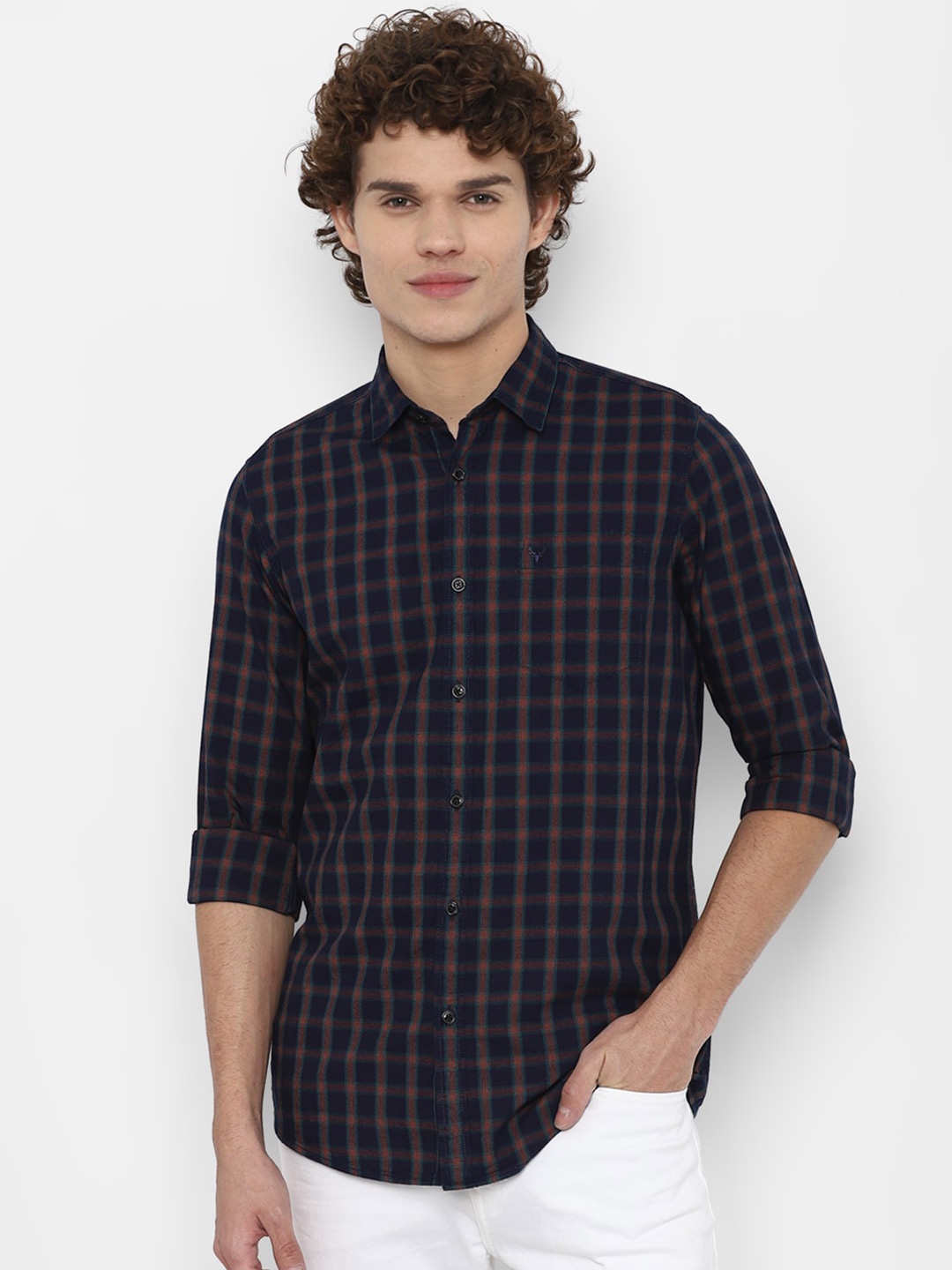 

Allen Solly Sport Men Navy Blue Checked Casual Shirt