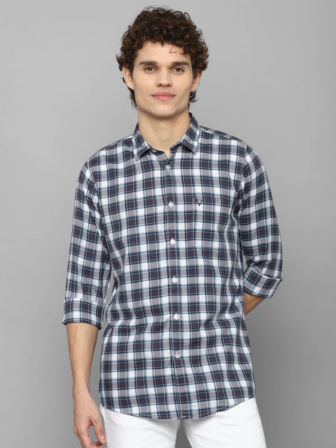 

Allen Solly Sport Men Navy Blue Tartan Checked Casual Shirt