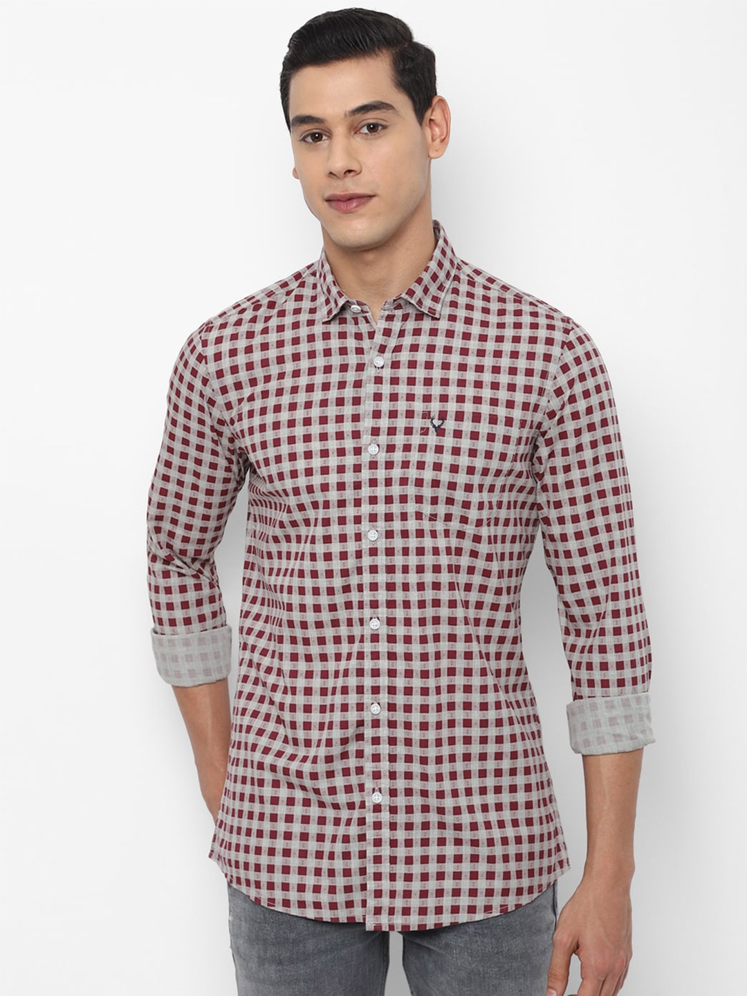 

Allen Solly Sport Men Maroon Gingham Checks Casual Shirt