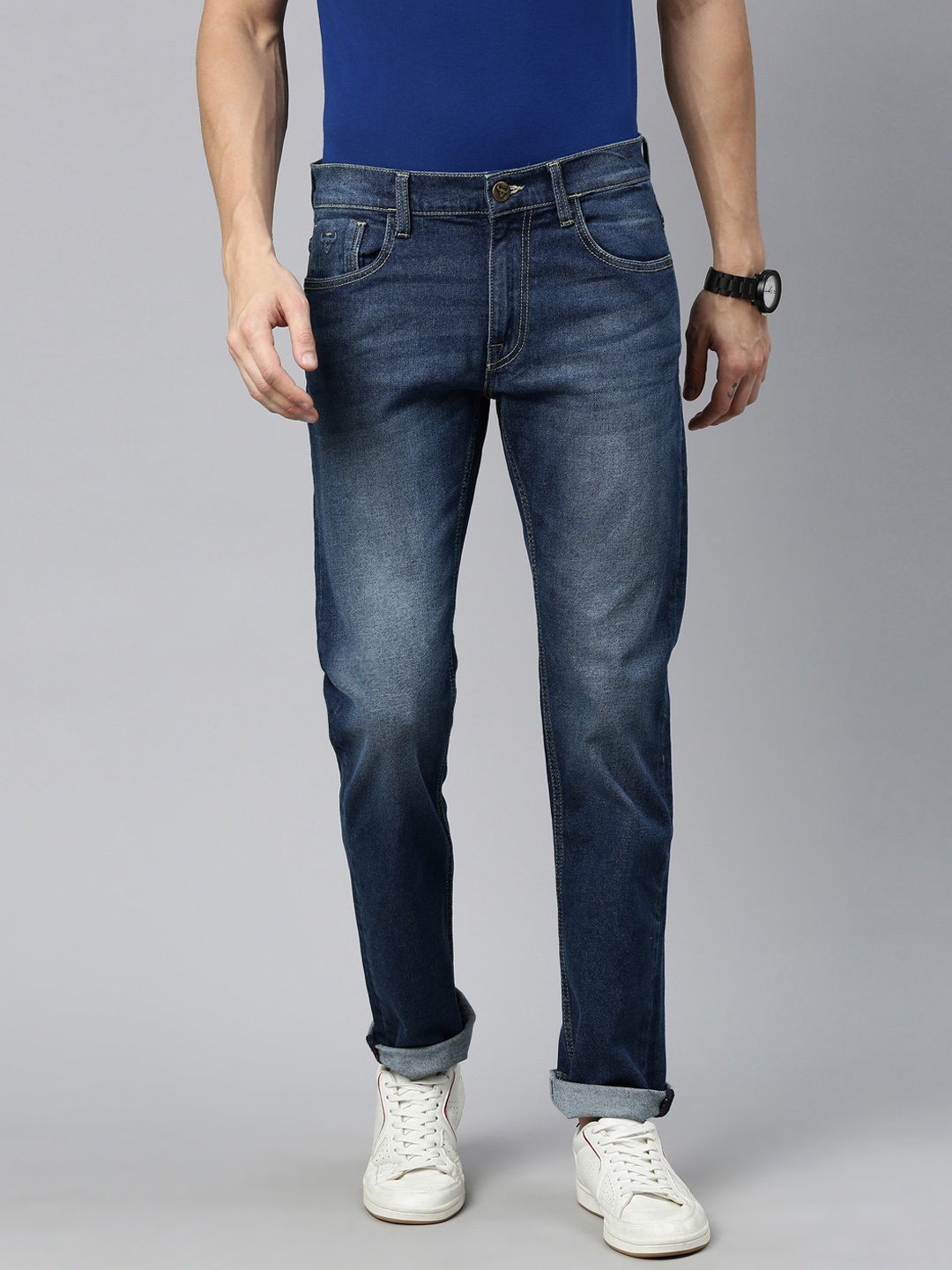 

American Bull Men Blue Slim Fit Light Fade Jeans