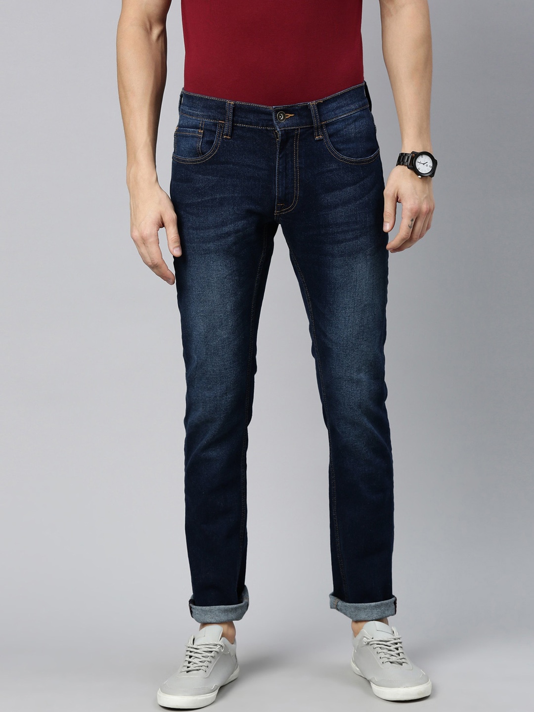 

American Bull Men Blue Slim Fit Light Fade Jeans