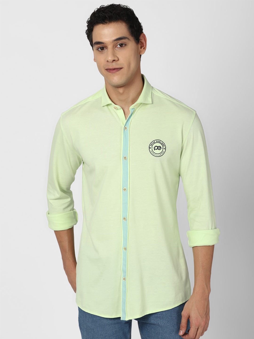 

Peter England Casuals Men Green Slim Fit Casual Shirt