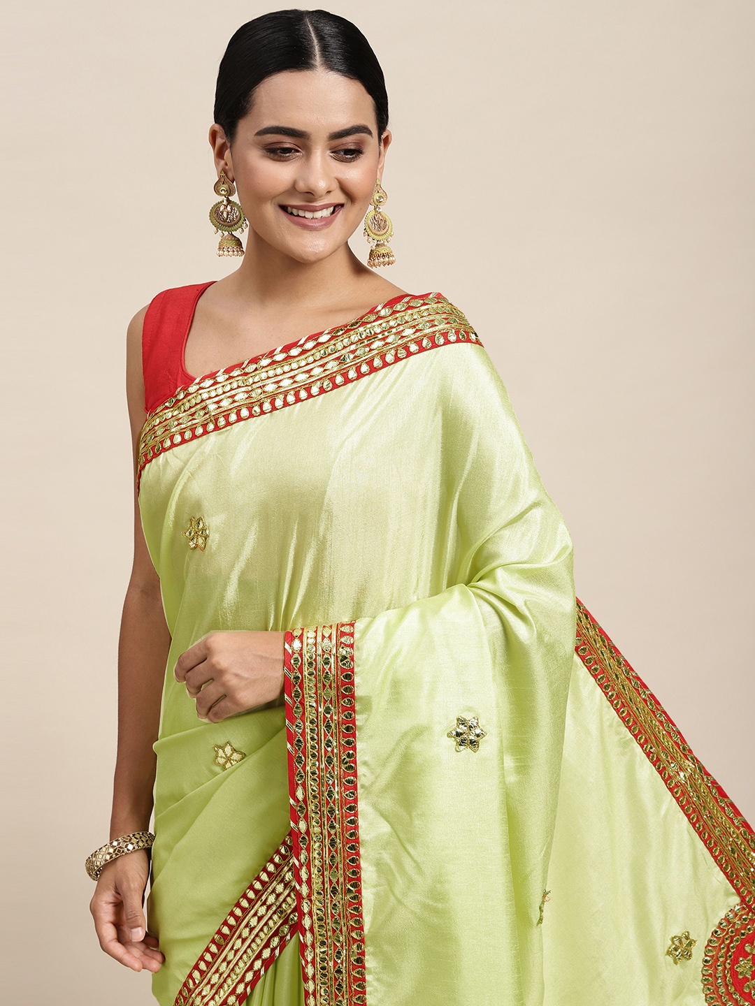 

Mitera Green Ethnic Motifs Gotta Patti Saree