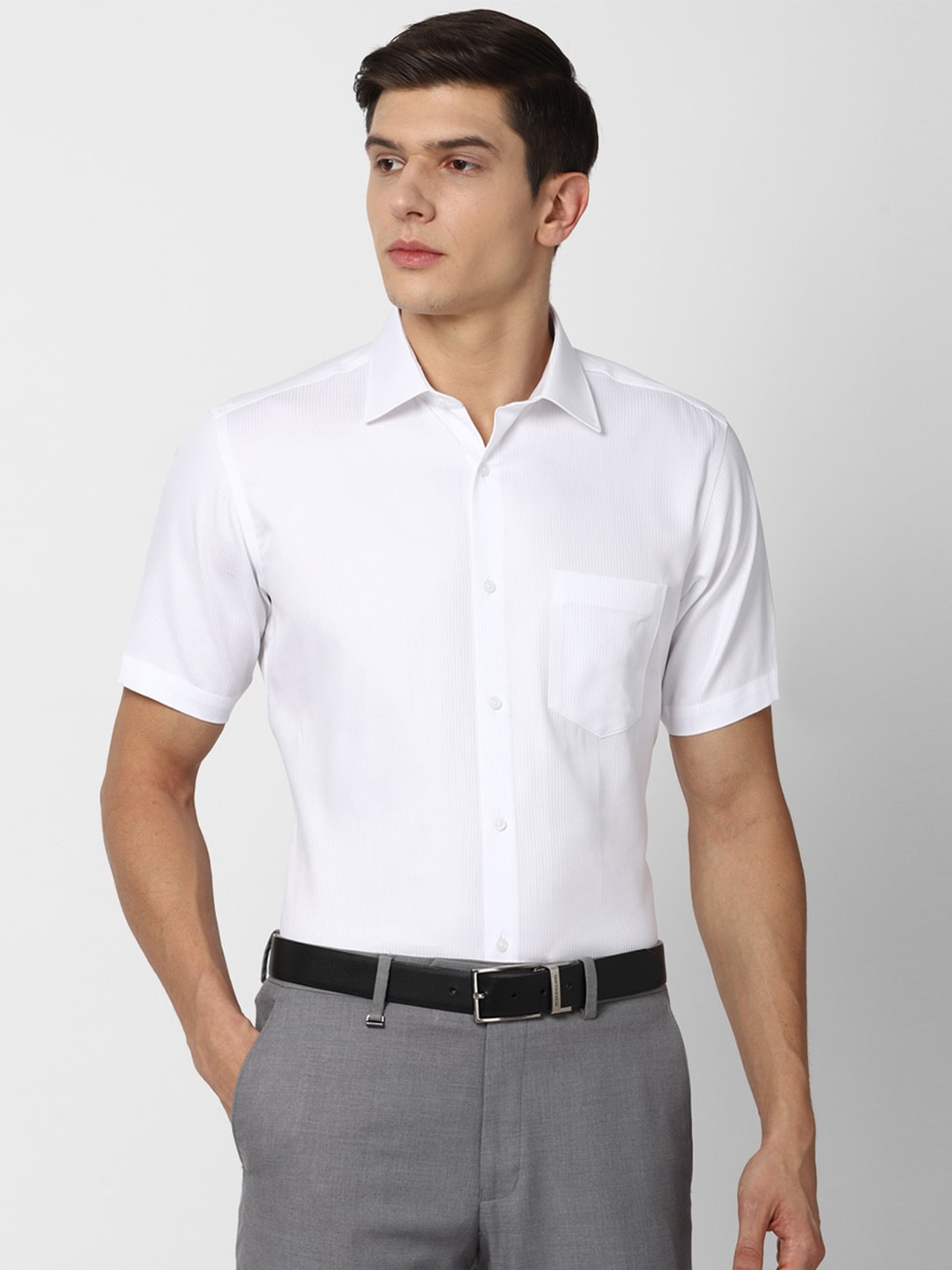 

Van Heusen Men White Solid Formal Shirt