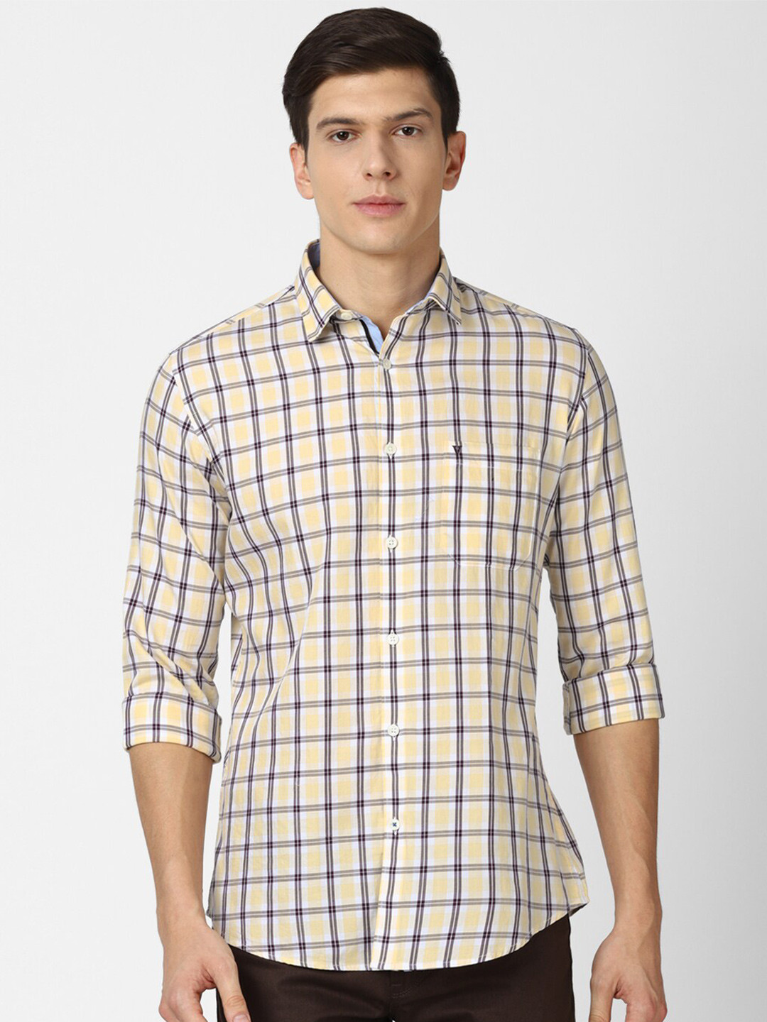 

Van Heusen Sport Men Yellow Slim Fit Checked Casual Shirt