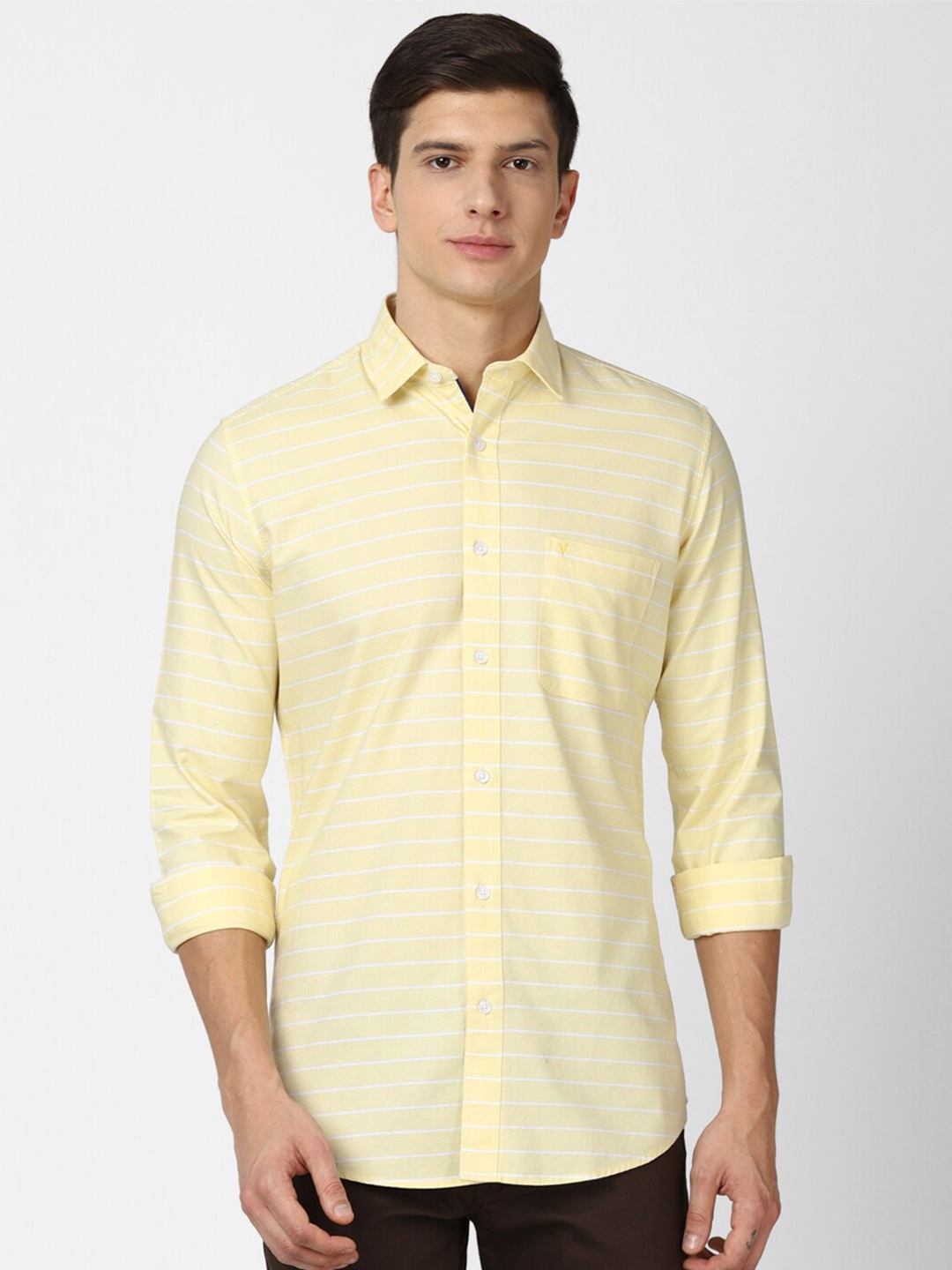 

Van Heusen Sport Men Yellow Slim Fit Horizontal Stripes Striped Casual Shirt