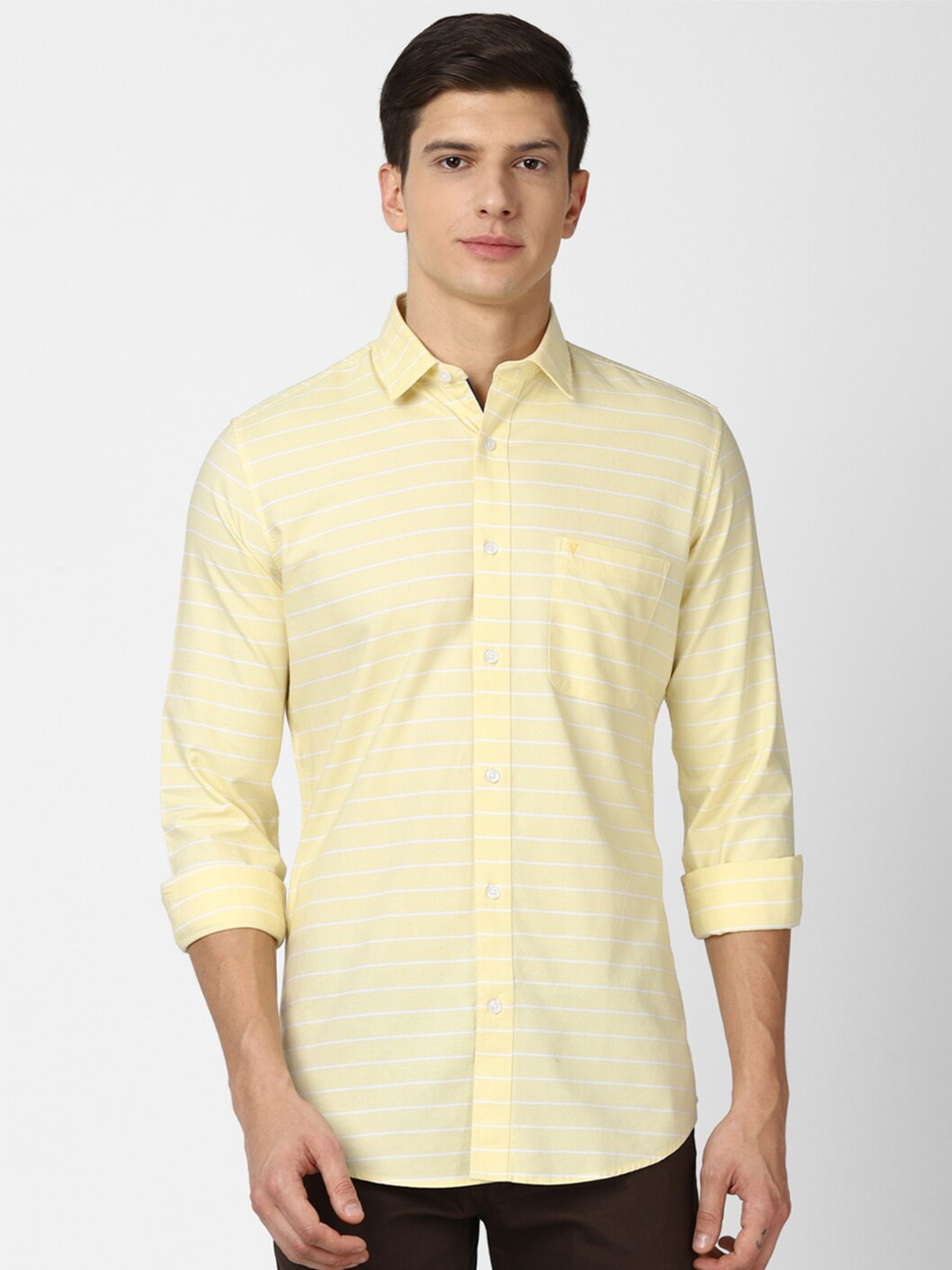 

Van Heusen Sport Men Yellow Slim Fit Horizontal Stripes Striped Casual Shirt