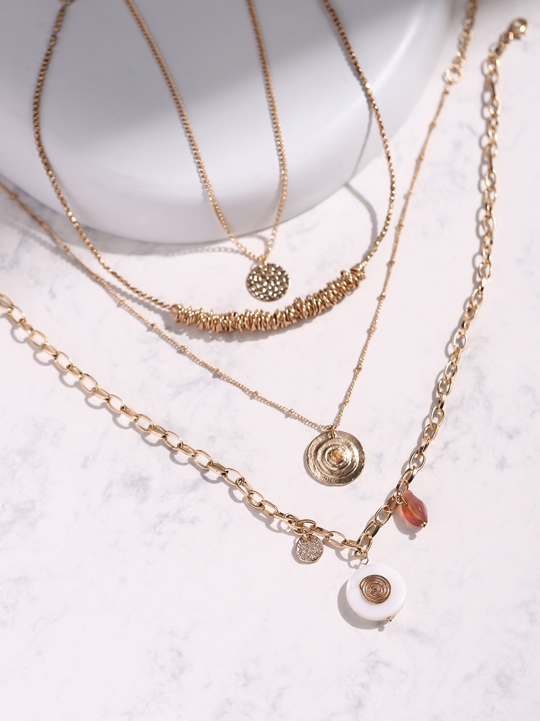

DEEBACO Gold-Toned Rose Gold-Plated Layered Necklace