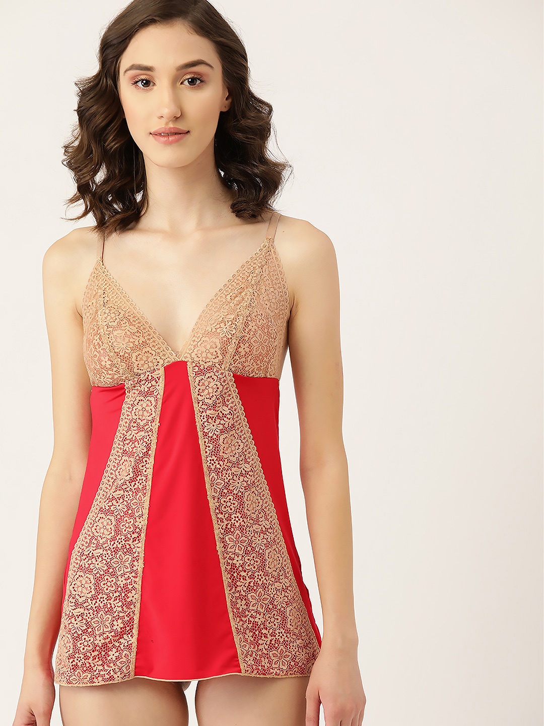 

ETC Red & Beige Lace Baby Doll