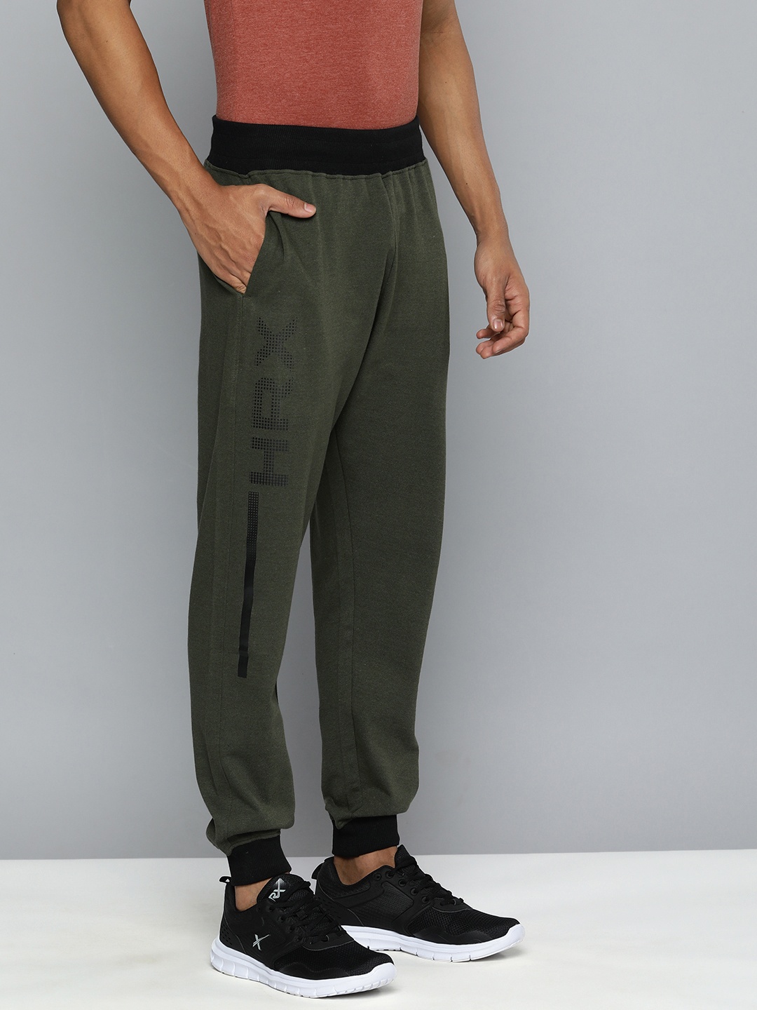 

HRX by Hrithik Roshan Men Olive Green Brand Logo Printed Joggers