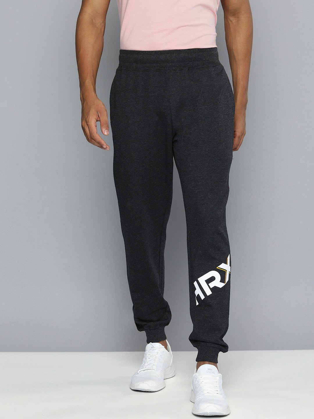 

HRX by Hrithik Roshan Men Charcoal Black Solid Joggers