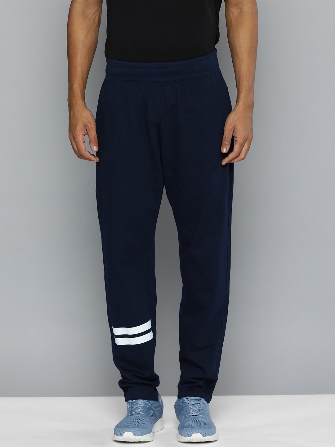 

HRX by Hrithik Roshan Men Navy Blue Pure Cotton Solid Track Pants