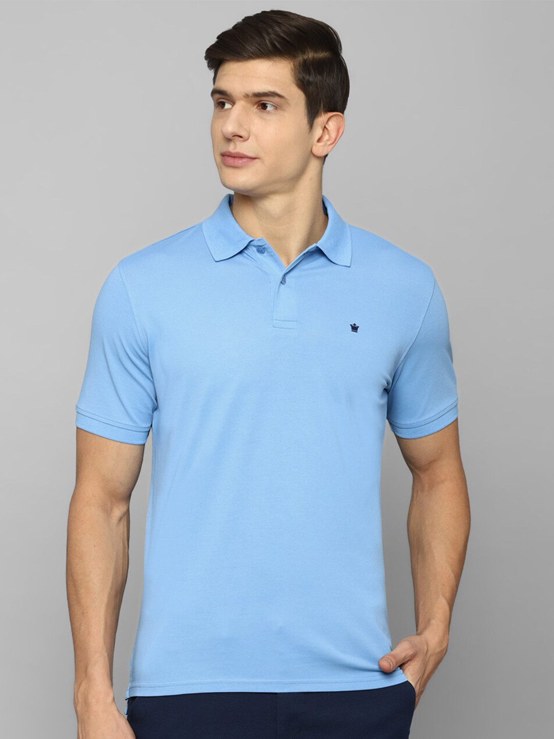 

Louis Philippe Men Blue Polo Collar Cotton T-shirt