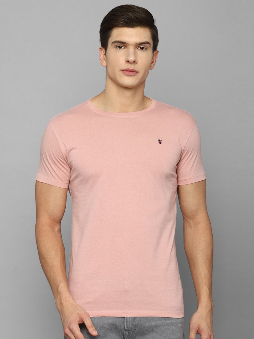 

Louis Philippe Jeans Men Pink Slim Fit Pure Cotton T-shirt