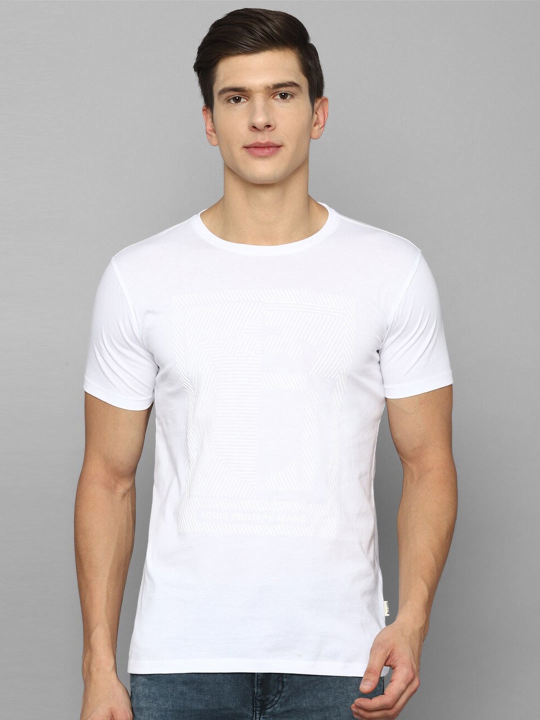 

Louis Philippe Jeans Men White Slim Fit T-shirt