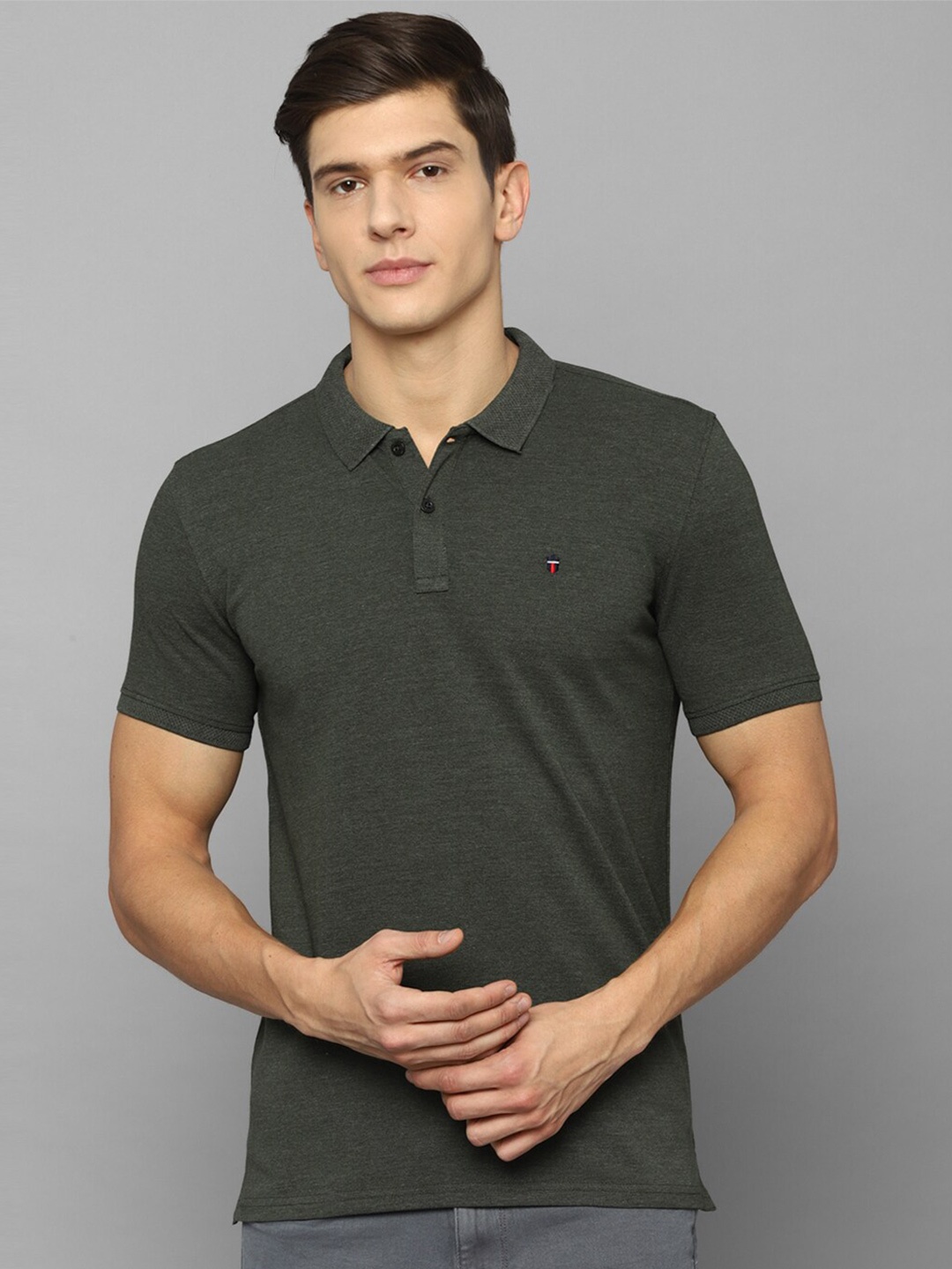 

Louis Philippe Sport Men Olive Green Polo Collar Slim Fit T-shirt
