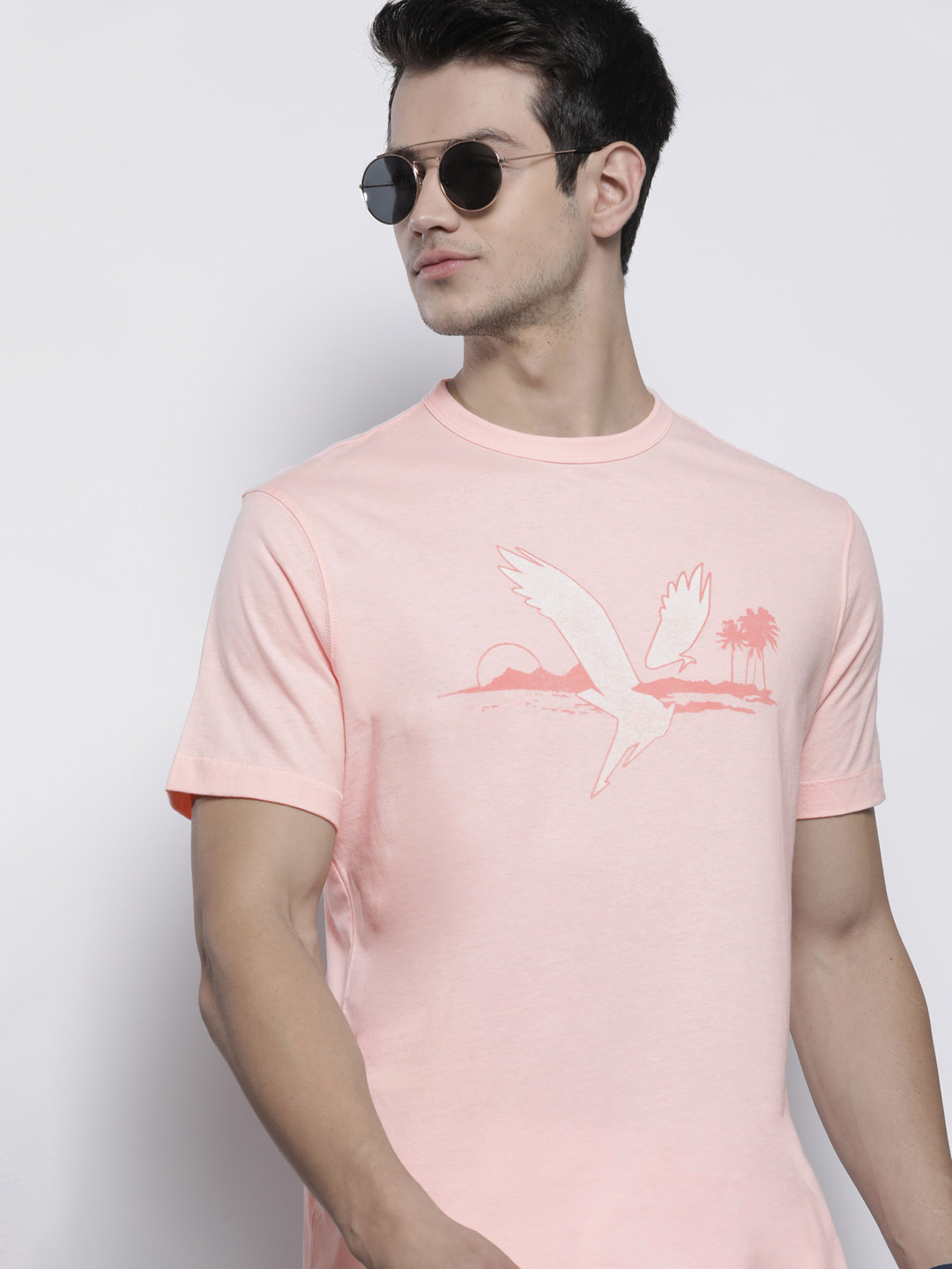 

AMERICAN EAGLE OUTFITTERS Men Pink Printed Pure Cotton T-shirt