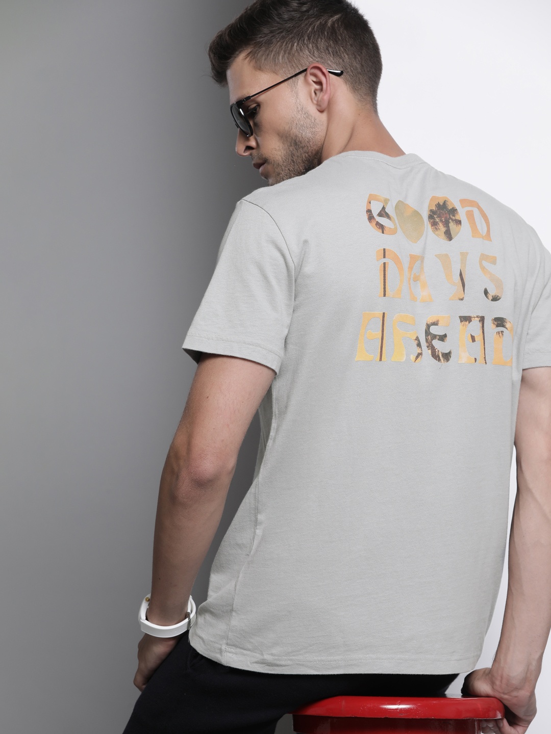 

AMERICAN EAGLE OUTFITTERS Men Grey Typography Printed Pure Cotton T-shirt