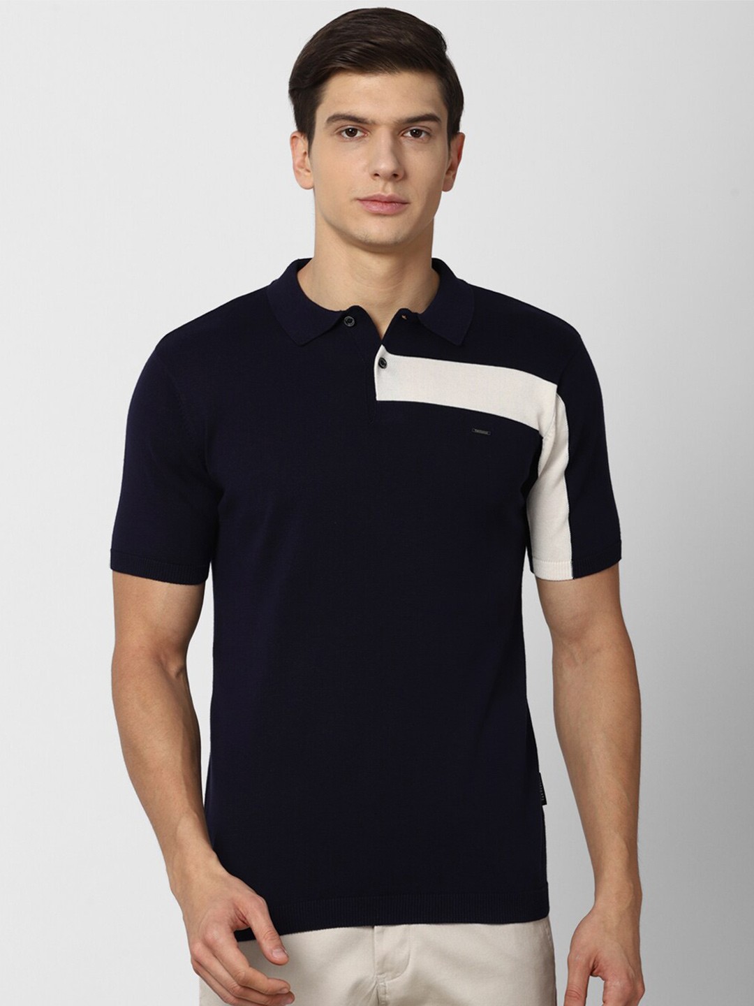 

Van Heusen Men Navy Blue Polo Collar T-shirt