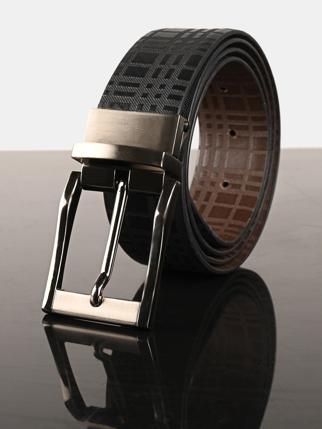 

BuckleUp Men Brown Textured Leather Belt