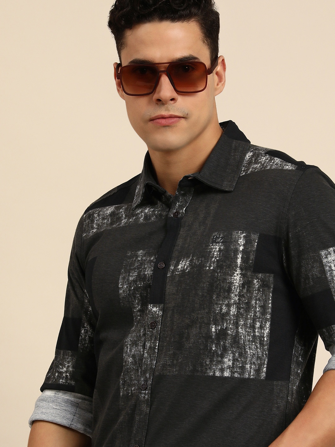 

Being Human Men Standard Slim Fit Printed Pure Cotton Casual Shirt, Olive