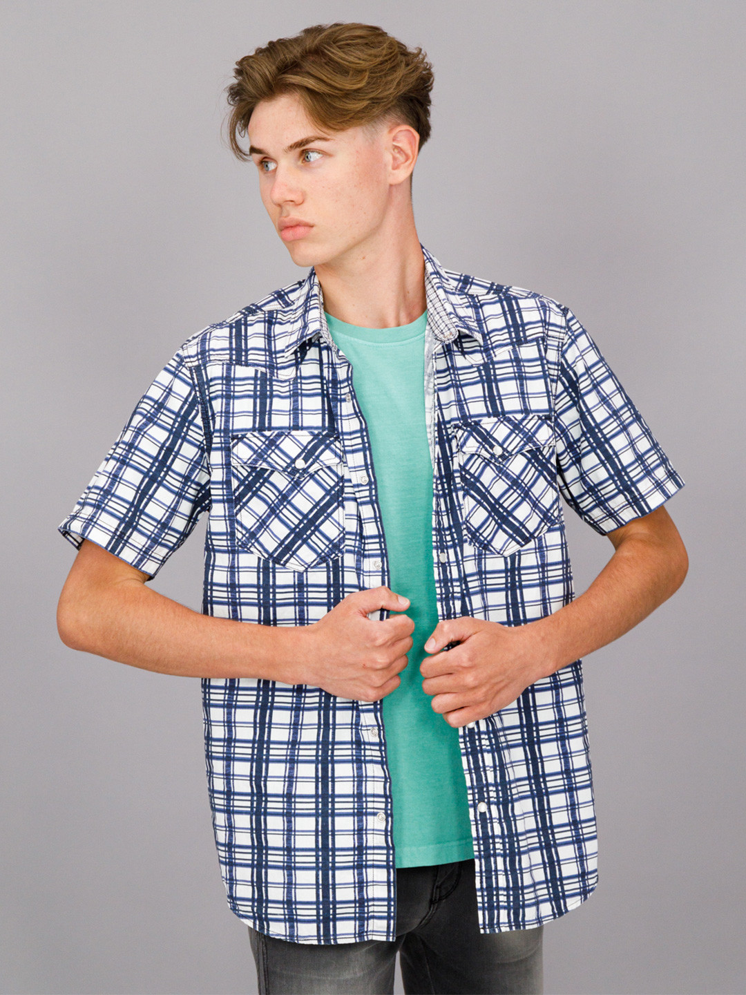 

FREESOUL Men Blue Tartan Checks Checked Cotton Casual Shirt