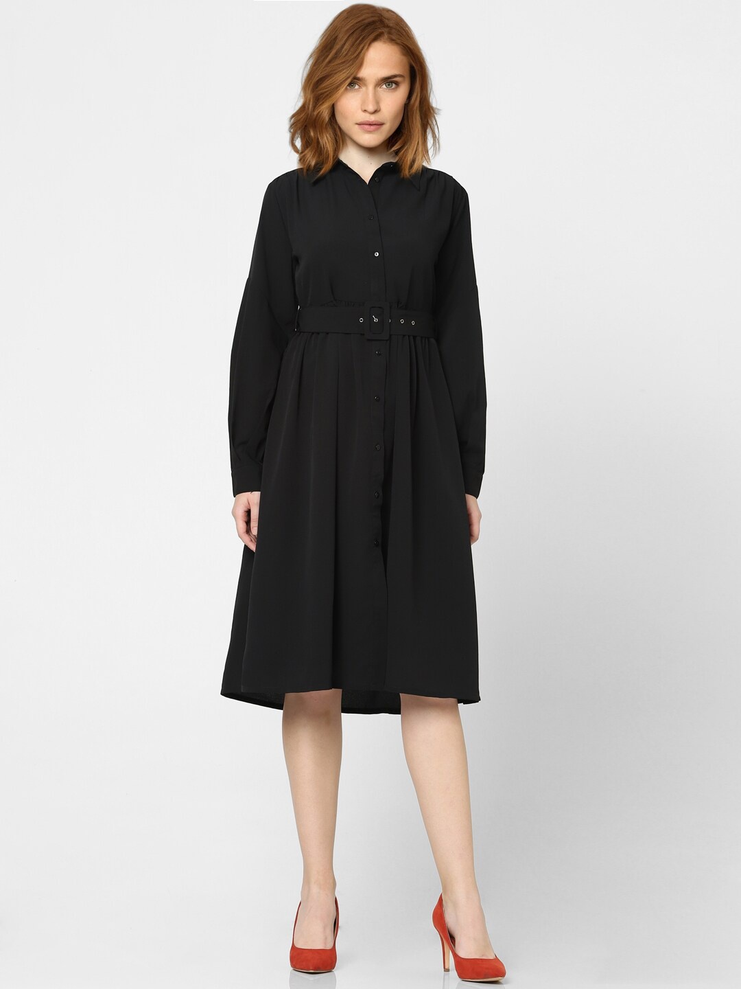

Vero Moda Women Black Solid Fit and Flare Dress