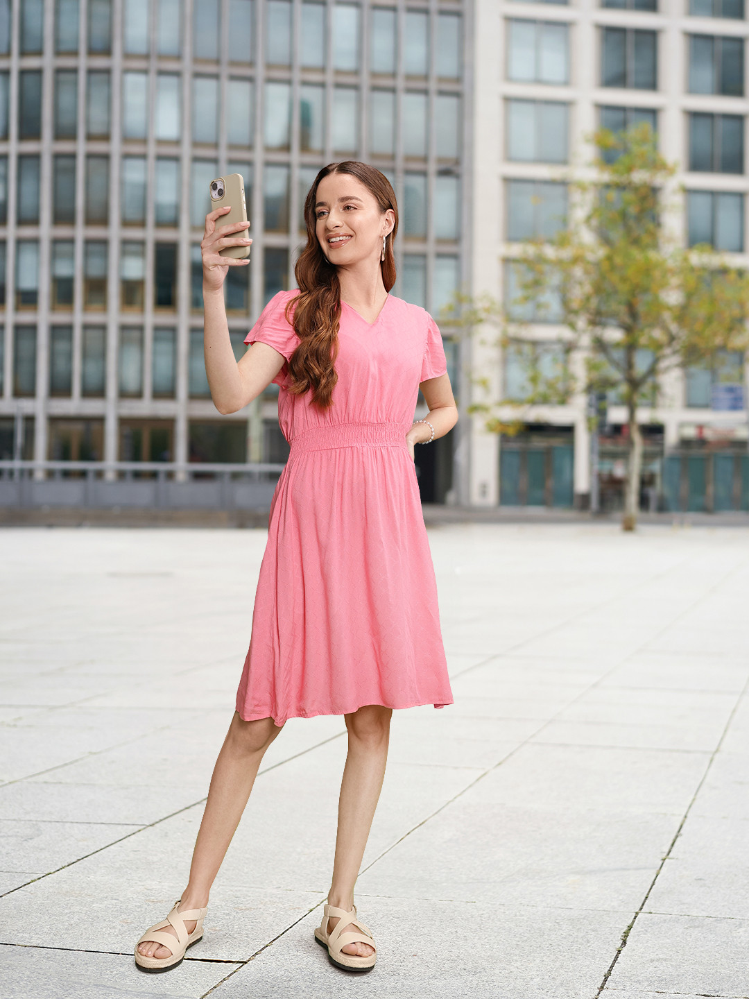 

Vero Moda Women Pink Fit And Flare Dress