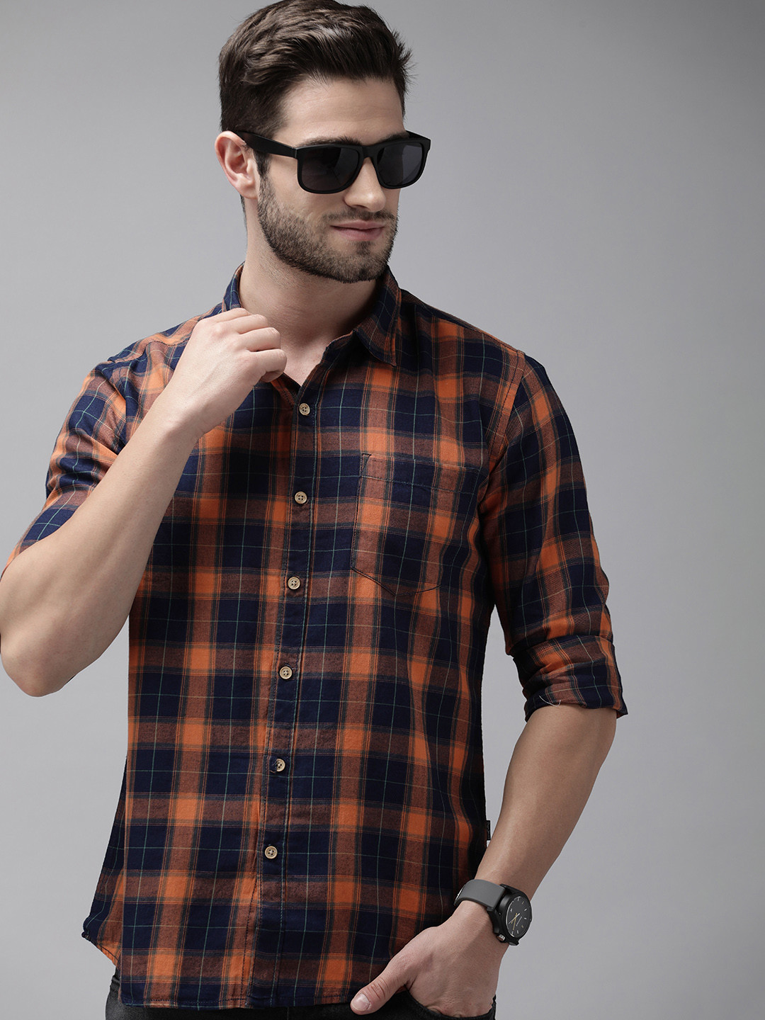 

Pepe Jeans Men Multicoloured Tartan Checks Pure Cotton Casual Shirt, Multi